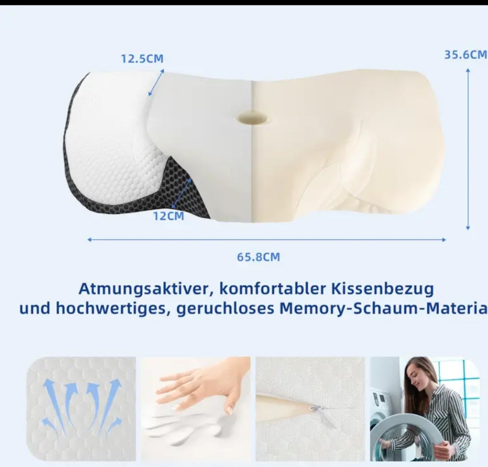 Memory Foam Kissen Kopfkissen, Ergonomisches Kissen, Nackenkissen Kopfkissen für Seiten, Rücken & Bauchschläfer, nackenkissen für Männer, Frauen (67.3 x 38.2 x 13.8/3cm)