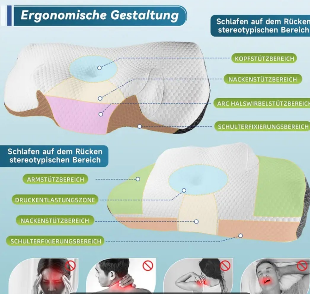 Memory Foam Kissen Kopfkissen, Ergonomisches Kissen, Nackenkissen Kopfkissen für Seiten, Rücken & Bauchschläfer, nackenkissen für Männer, Frauen (67.3 x 38.2 x 13.8/3cm)